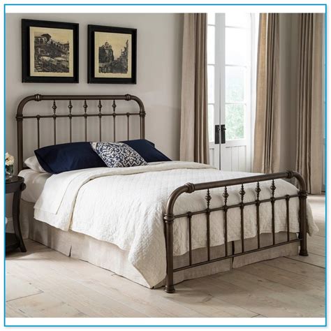 blue metal bed frame queen with gold brackets|blue metal beds wayfair.